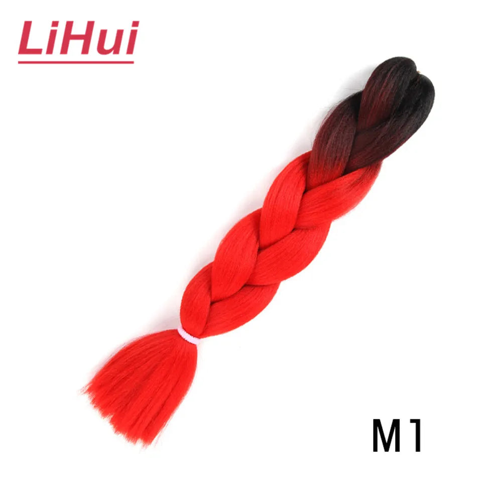 24 Inches Synthetic Braiding Hair Jumbo BraidOmbre Jumbo Hair Extension For Women DIY Hair Braids Purple Pink Yellow Gray Lihu