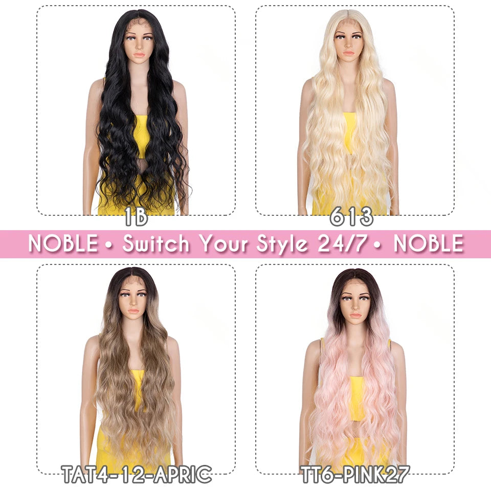 Noble Lace Wig Synthetic Wigs For Women 36Inch Lace Wig Wavy Wig Natural Hair Synthetic Wig Cosplay Synthetic Lace Front Wig