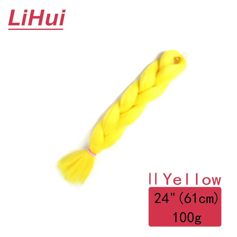 24 Inches Synthetic Braiding Hair Jumbo BraidOmbre Jumbo Hair Extension For Women DIY Hair Braids Purple Pink Yellow Gray Lihu