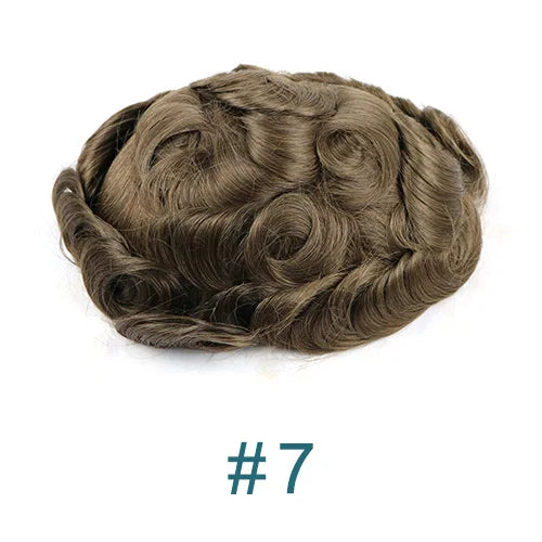 Lace Front Q6 Breathable Bleach Knots Natural Hairline Human Hair Men's Toupee Prosthesis Men Wig Capillary Hairloss Solution