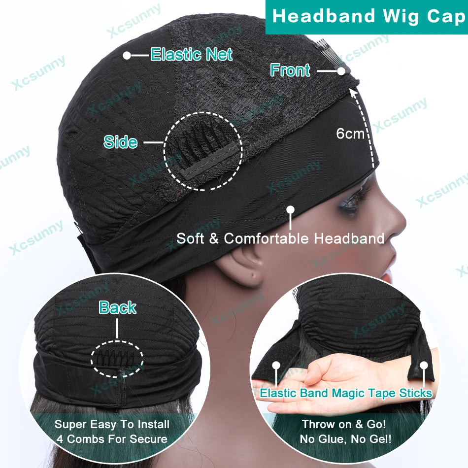 Afro Kinky Curly Bob Headband Wig Human Hair 14" 200% Short Curly Wigs Remy Brazilian Full Machine Made Wig For Women xcsunny