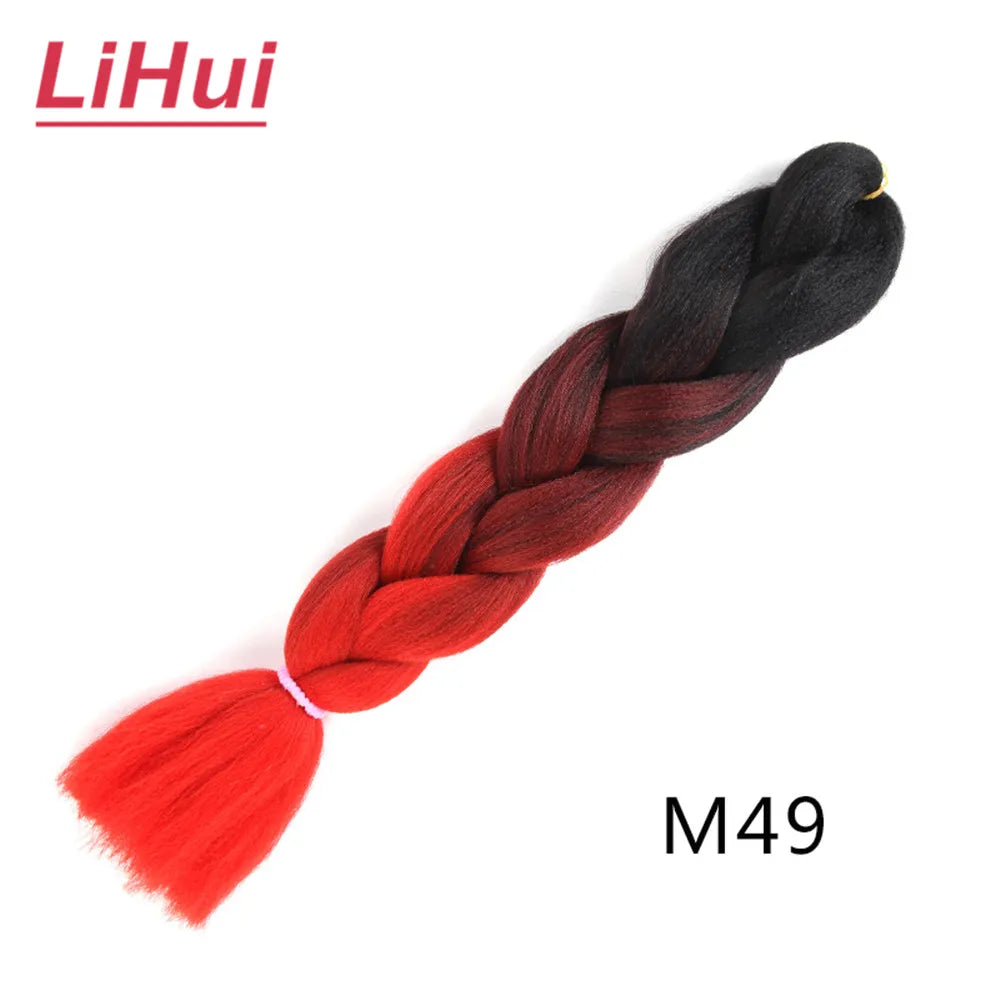 24 Inches Synthetic Braiding Hair Jumbo BraidOmbre Jumbo Hair Extension For Women DIY Hair Braids Purple Pink Yellow Gray Lihu