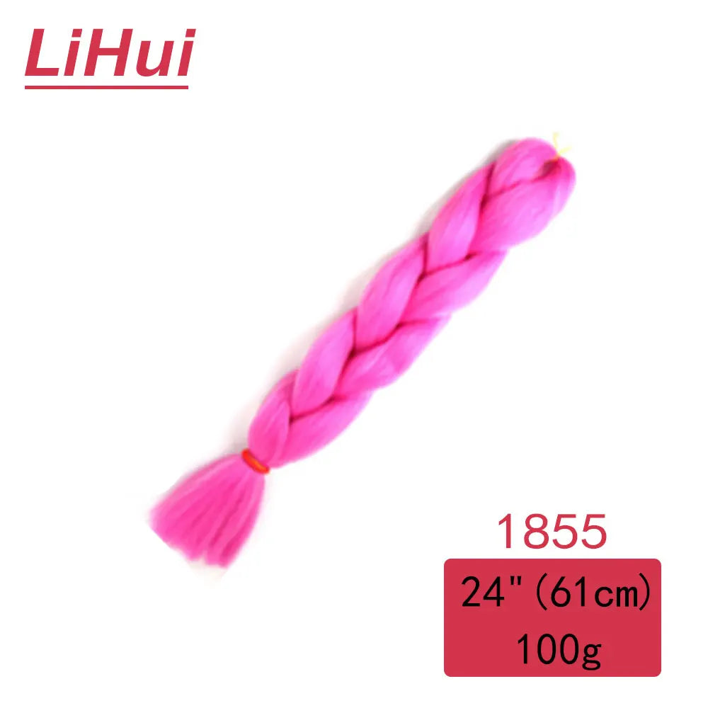 24 Inches Synthetic Braiding Hair Jumbo BraidOmbre Jumbo Hair Extension For Women DIY Hair Braids Purple Pink Yellow Gray Lihu
