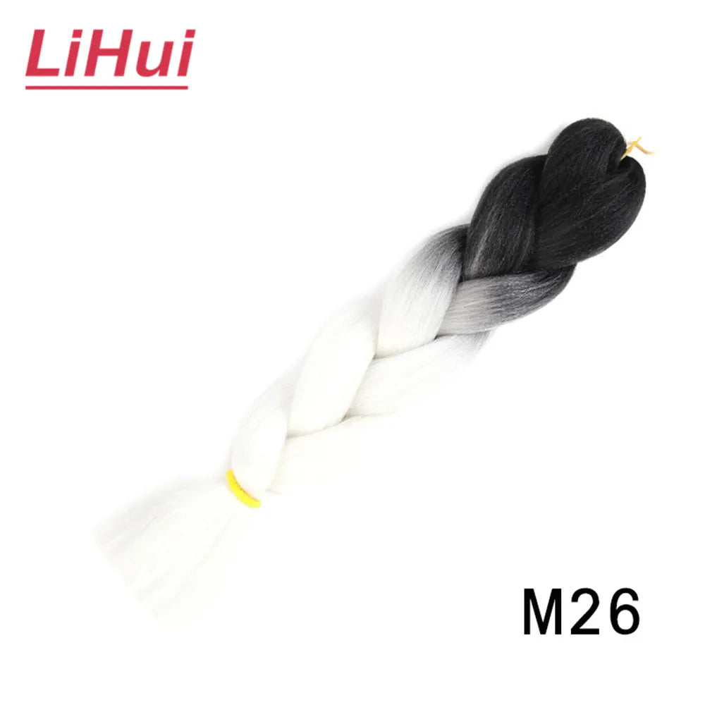 24 Inches Synthetic Braiding Hair Jumbo BraidOmbre Jumbo Hair Extension For Women DIY Hair Braids Purple Pink Yellow Gray Lihu