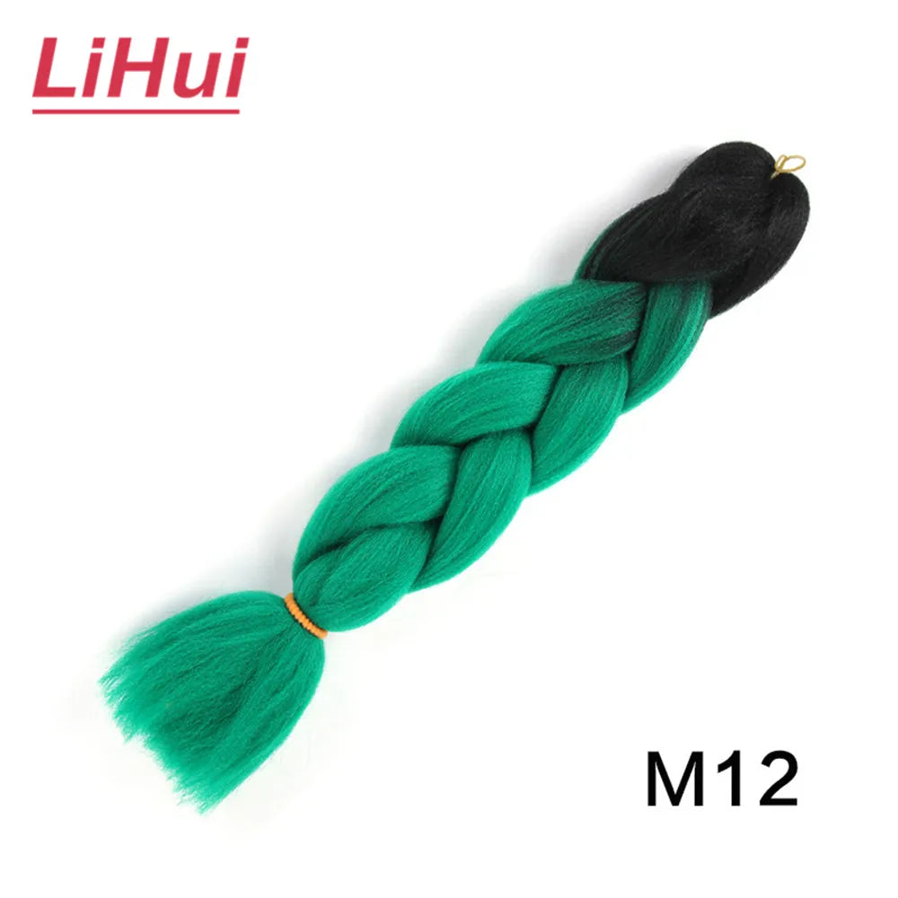 24 Inches Synthetic Braiding Hair Jumbo BraidOmbre Jumbo Hair Extension For Women DIY Hair Braids Purple Pink Yellow Gray Lihu