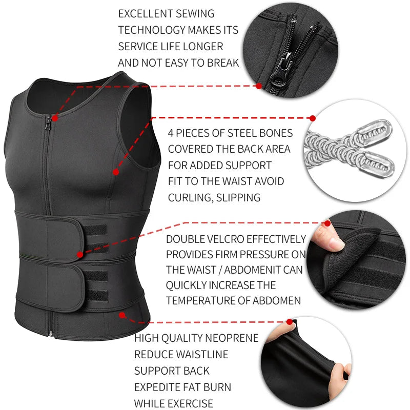 Gilet de sudation pour homme, corset de fitness, amincissant, sculptant le ventre, réduisant les graisses, ceinture amincissante