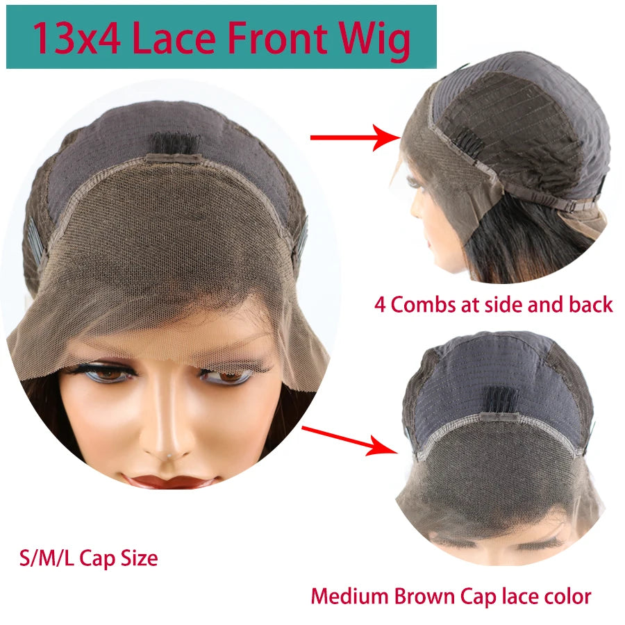 Deep Wave Short Bob Women Wigs Human Hair Brown Honey Blonde Highlights 13x4/13x6 Lace Front Wigs Brazilian Remy 360 Lace Wigs