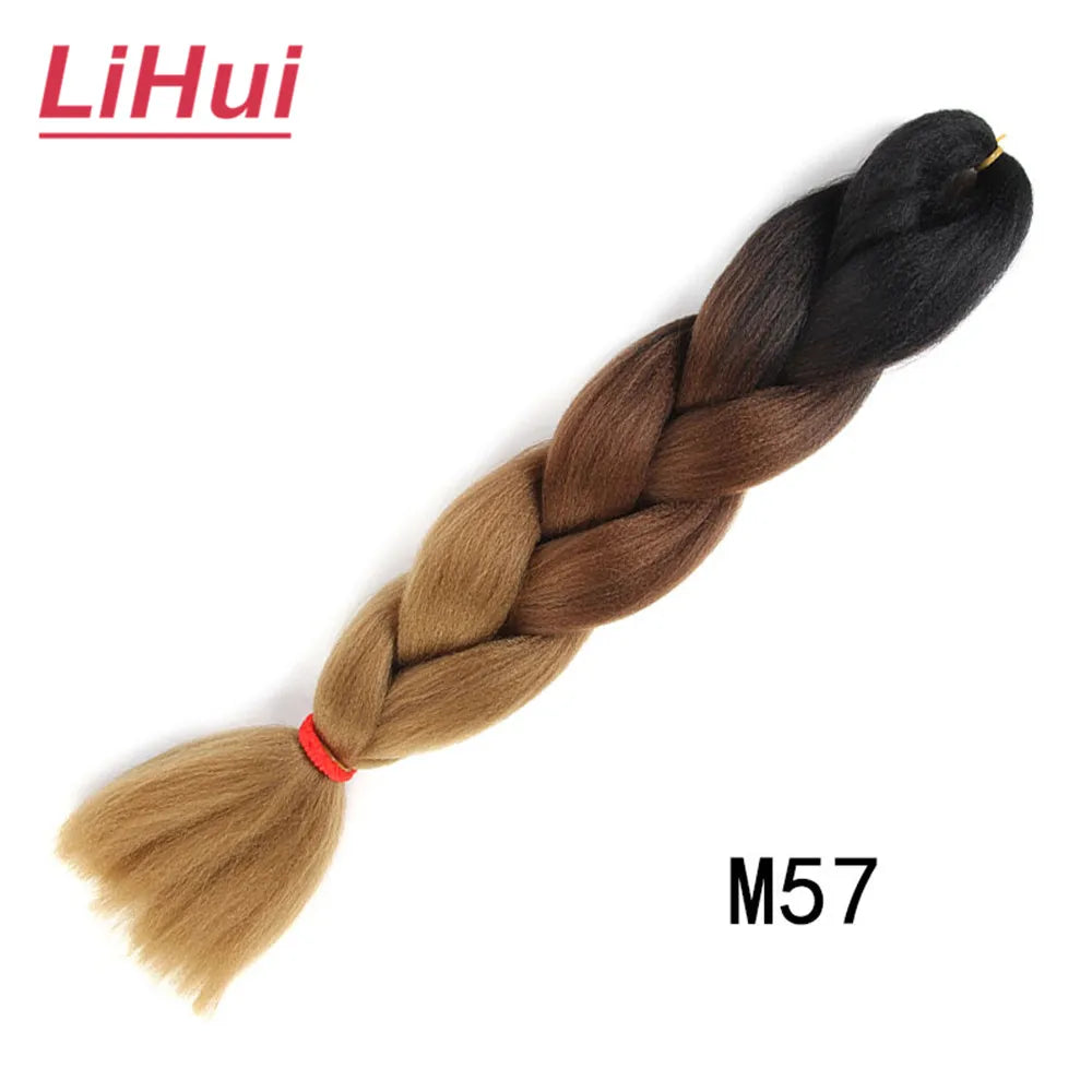 24 Inches Synthetic Braiding Hair Jumbo BraidOmbre Jumbo Hair Extension For Women DIY Hair Braids Purple Pink Yellow Gray Lihu