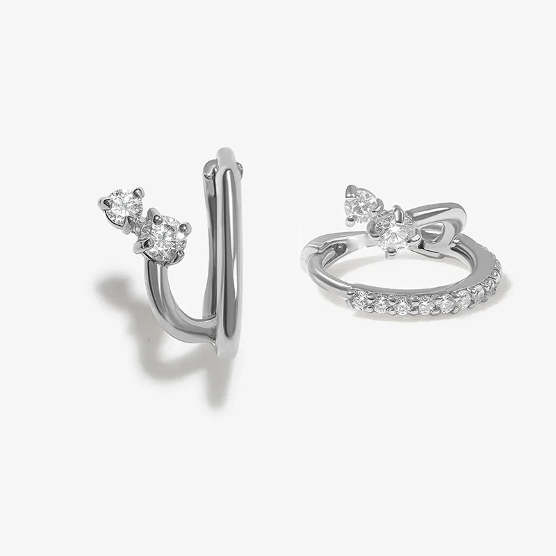 Crmya Classic Earrings for Women Zirconia Gold-plated Ear Cuff Stud Hoop Earrings Women Party Jewelry Accessories Wholesale