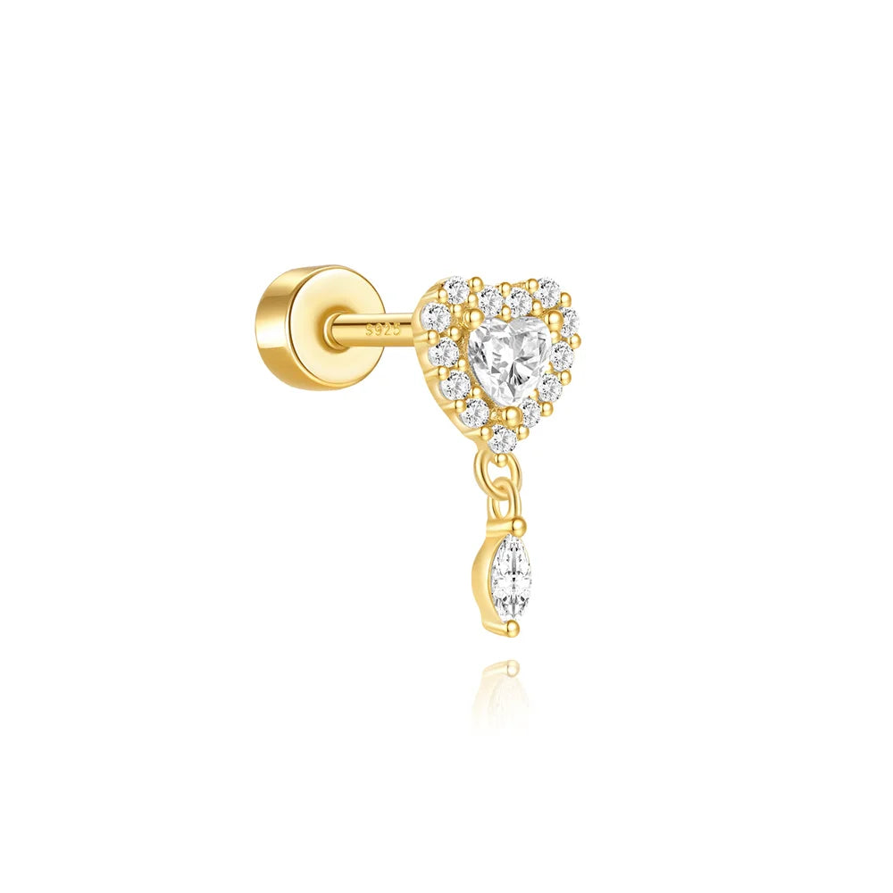 CANNER 1PC Tassel Chain 925 Sterling Silver Flower Drop Earrings For Women Ins Minimalism Exquisite Heart Shape Earrings Jewelry