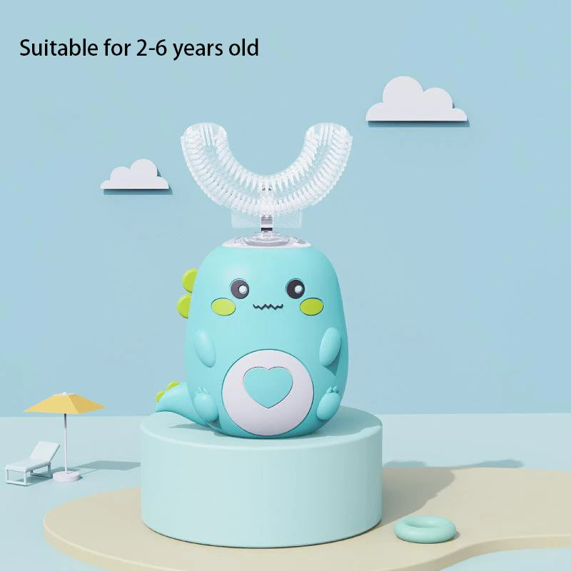 Children U-shaped Electric Toothbrush – 360 Degrees Smart Cartoon Silicone Sonic Toothbrush