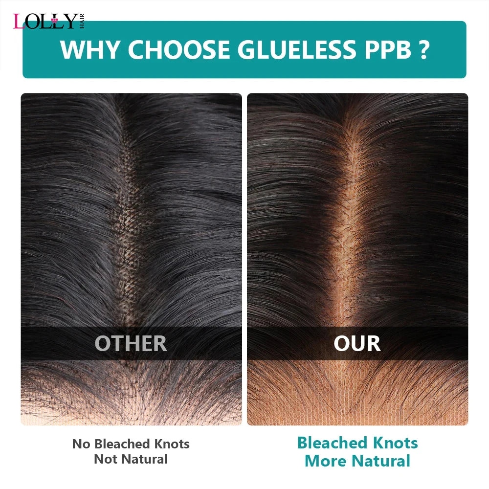 Glueless Wig Bleached Knots Pre Plucked Upgraded 5X5 Lace Front Wigs Pre Cut Straight Natural Color 100% Human Hair For Women