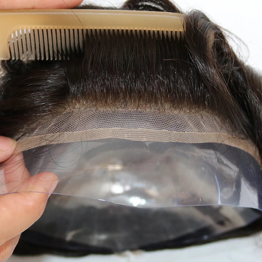 Lace Front Q6 Breathable Bleach Knots Natural Hairline Human Hair Men's Toupee Prosthesis Men Wig Capillary Hairloss Solution