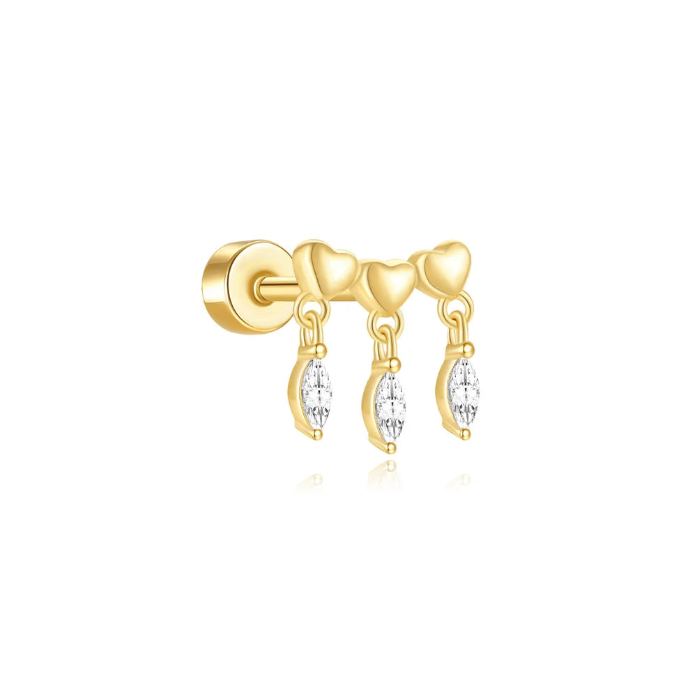 CANNER 1PC Tassel Chain 925 Sterling Silver Flower Drop Earrings For Women Ins Minimalism Exquisite Heart Shape Earrings Jewelry