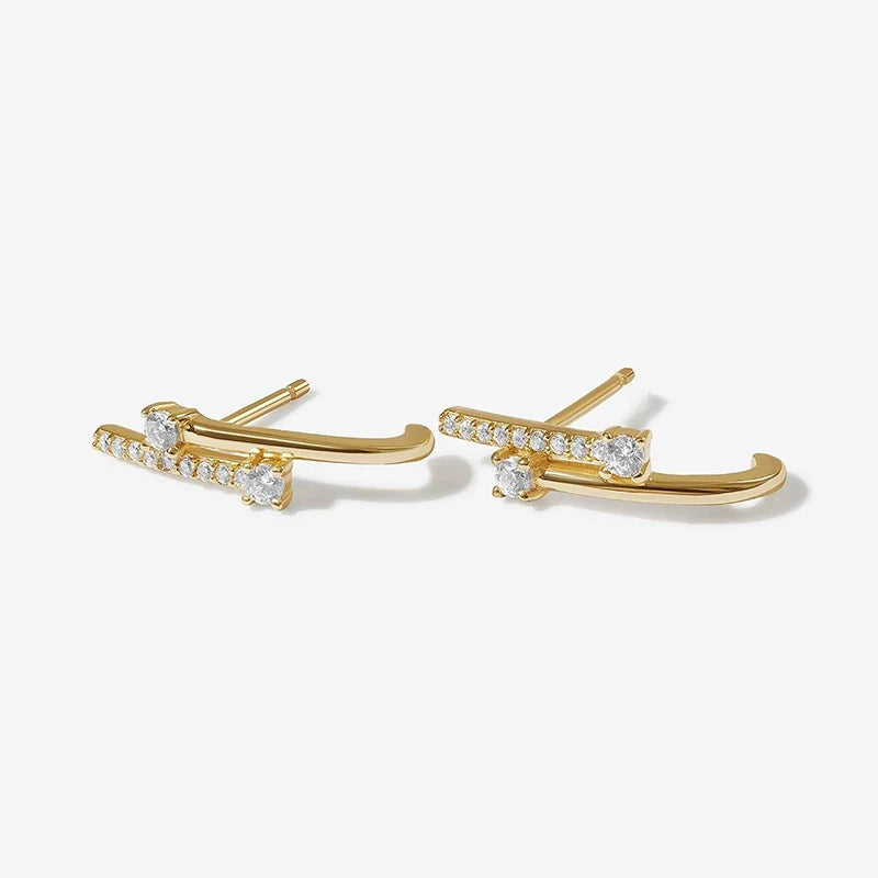 Crmya Classic Earrings for Women Zirconia Gold-plated Ear Cuff Stud Hoop Earrings Women Party Jewelry Accessories Wholesale