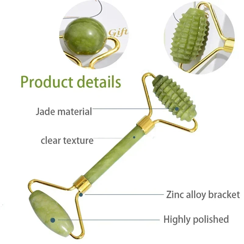 Natural Jade Roller & Gua Sha Set – Facial & Body Massager for Lifting, Relaxation, and Skin Care.