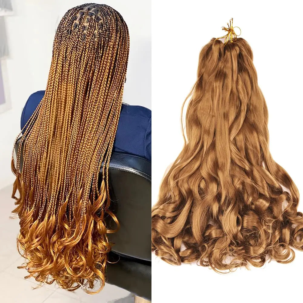 French Curly Crochet Braiding Hair Synthetic Loose Wave Ombre Braids Hair for Women Spiral Curls Pre Stretched Hair Extensions