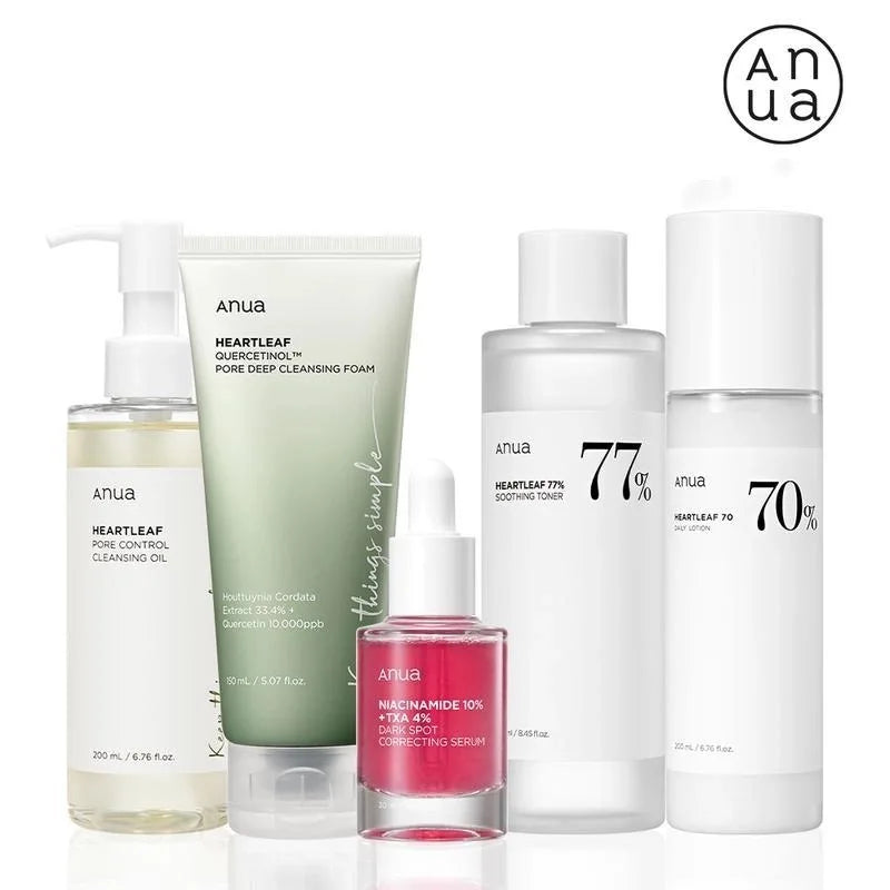 Anua Heart Leaf 77% tonique niacinamide 10% + txa 4% essence Heart Leaf huile nettoyante bouleau lotion ensemble coréen