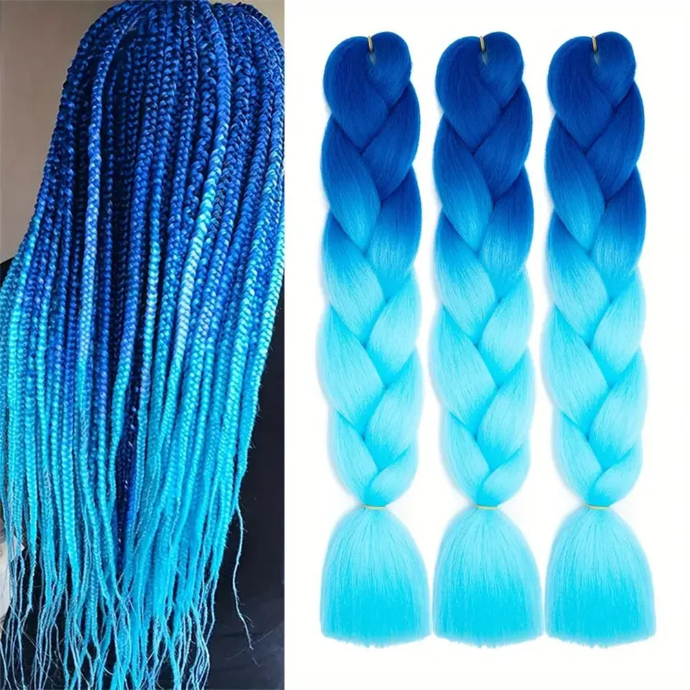 Jumbo Braiding Hair Extensions 24 Inch High Temperature Synthetic Fiber 1/3 Pcs Braiding Hair Twist Crochet Braids Pre Stretched
