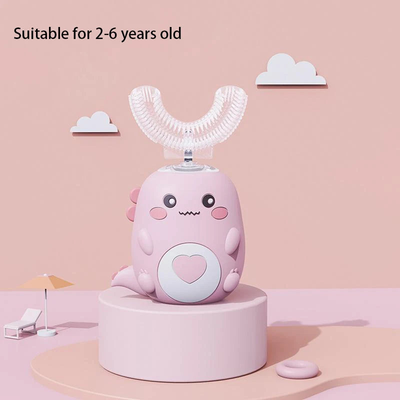Children U-shaped Electric Toothbrush – 360 Degrees Smart Cartoon Silicone Sonic Toothbrush