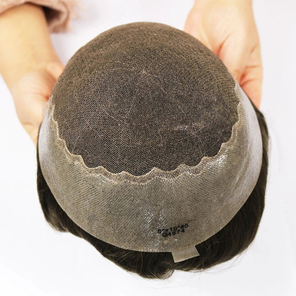 Lace Front Q6 Breathable Bleach Knots Natural Hairline Human Hair Men's Toupee Prosthesis Men Wig Capillary Hairloss Solution
