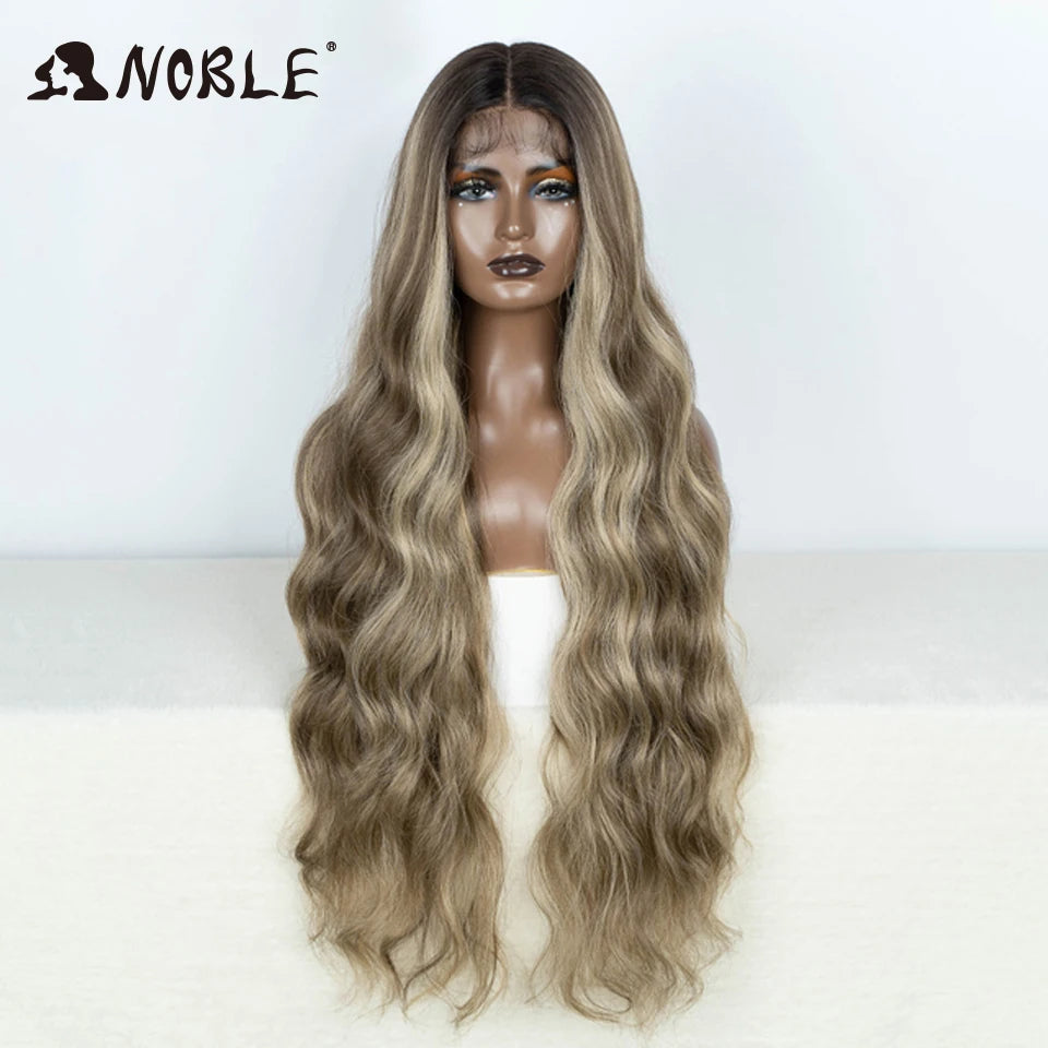Noble Lace Wig Synthetic Wigs For Women 36Inch Lace Wig Wavy Wig Natural Hair Synthetic Wig Cosplay Synthetic Lace Front Wig