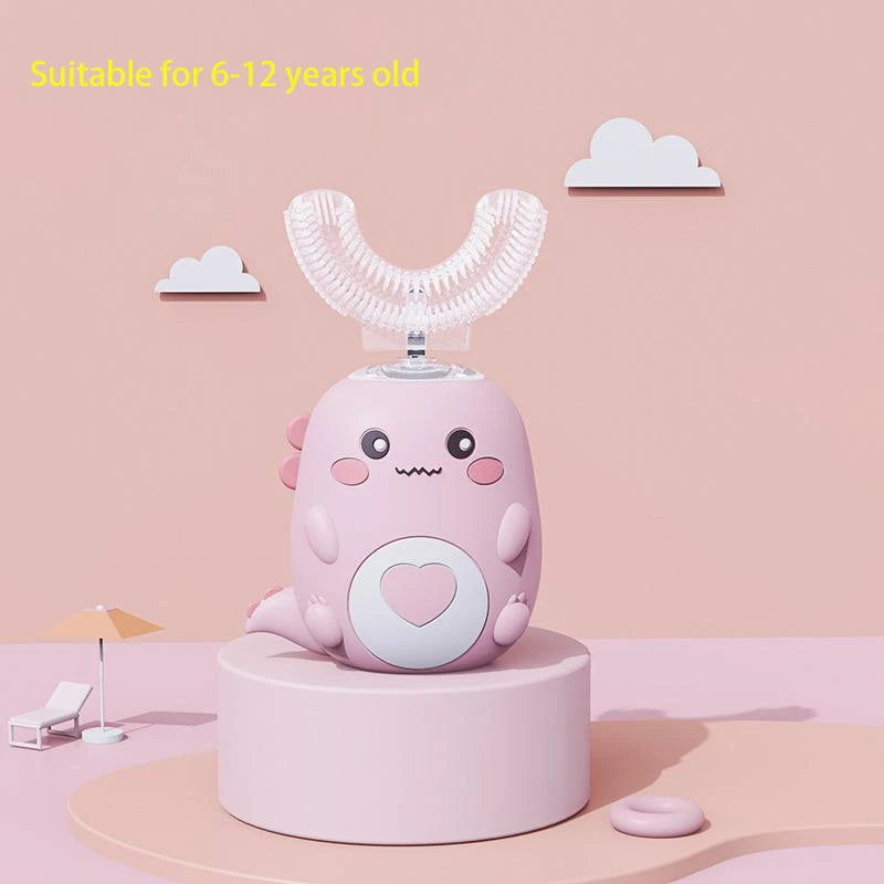 Children U-shaped Electric Toothbrush – 360 Degrees Smart Cartoon Silicone Sonic Toothbrush
