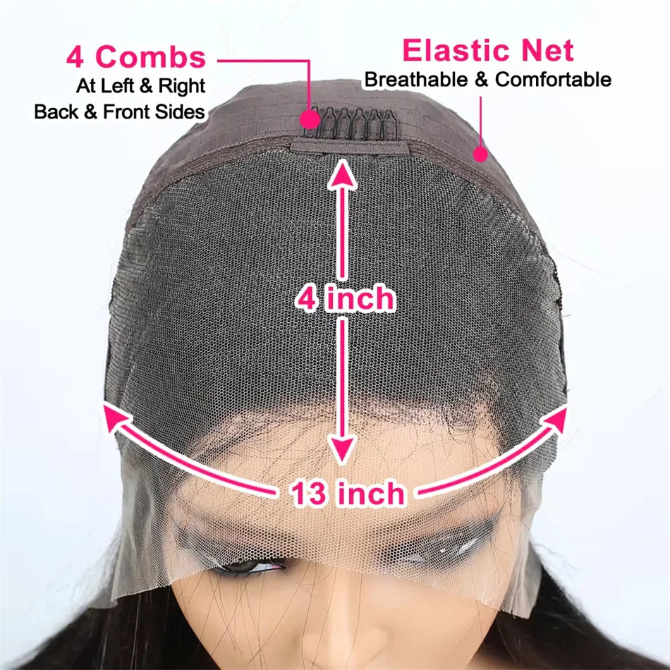 250% Density 100% Vietnamese Loose Wave Wig 13x4 Frontal Bouncy Wave Wig with Human Hair Natural Black For Black Women 14-22Inch