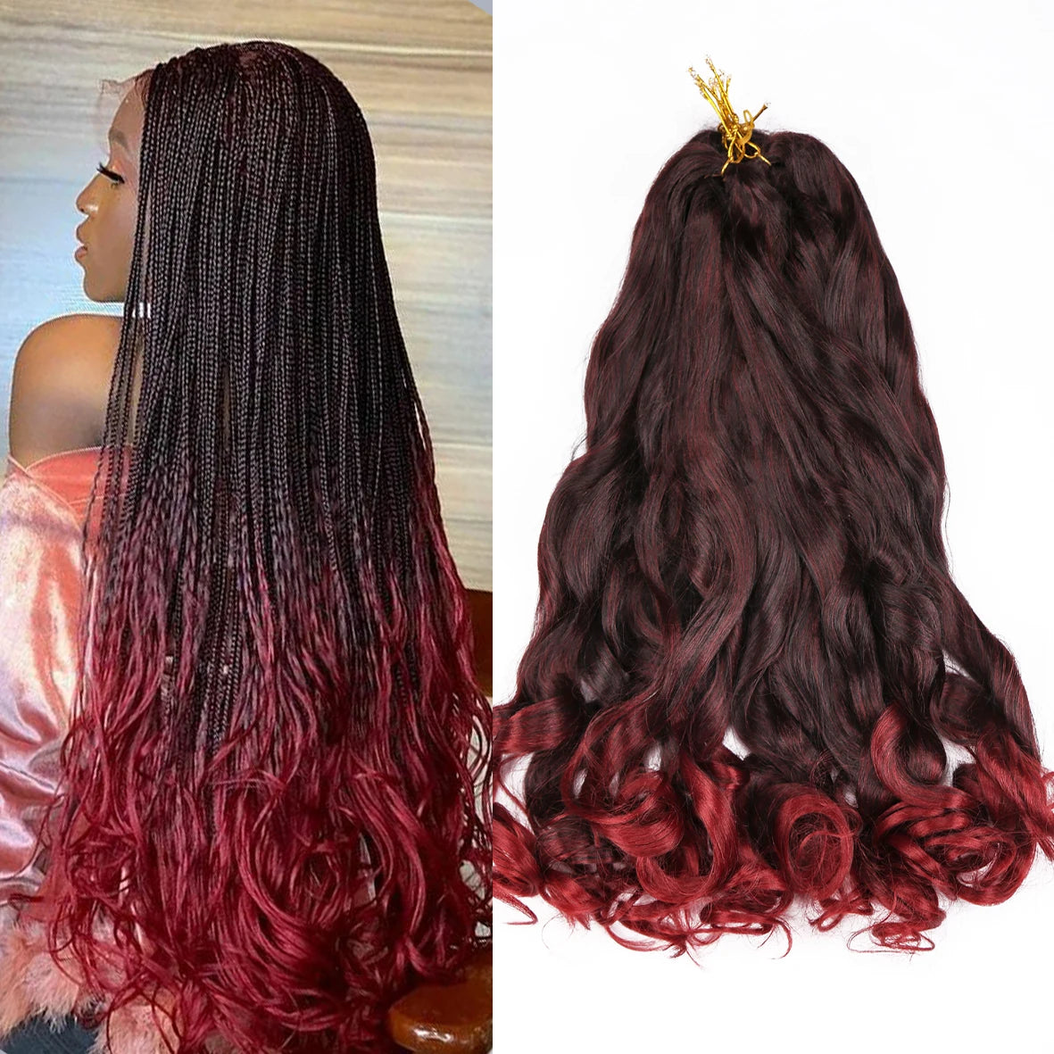 French Curly Crochet Braiding Hair Synthetic Loose Wave Ombre Braids Hair for Women Spiral Curls Pre Stretched Hair Extensions