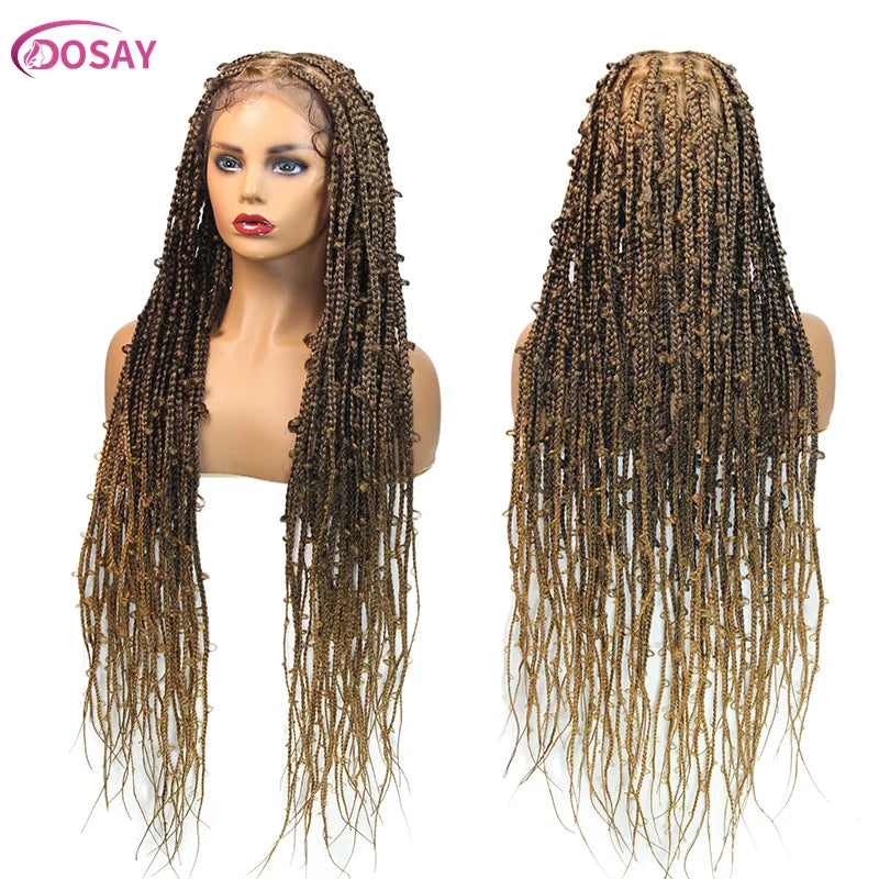 36" Butterfly Synthetic Wig #27 Honey Blonde Braided Full Lace Wigs Jungle Braiding Hair Burgundy Goddess Locs Box Braids Wig