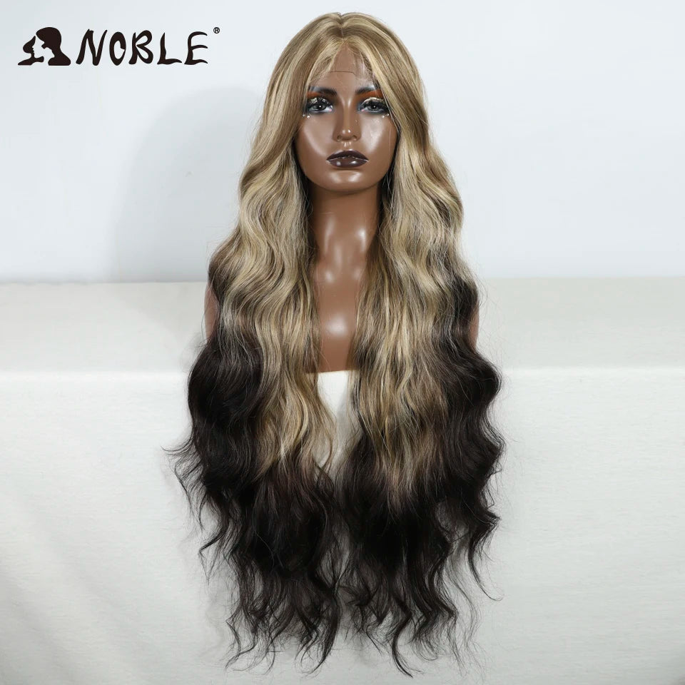 Noble Lace Wig Synthetic Wigs For Women 36Inch Lace Wig Wavy Wig Natural Hair Synthetic Wig Cosplay Synthetic Lace Front Wig