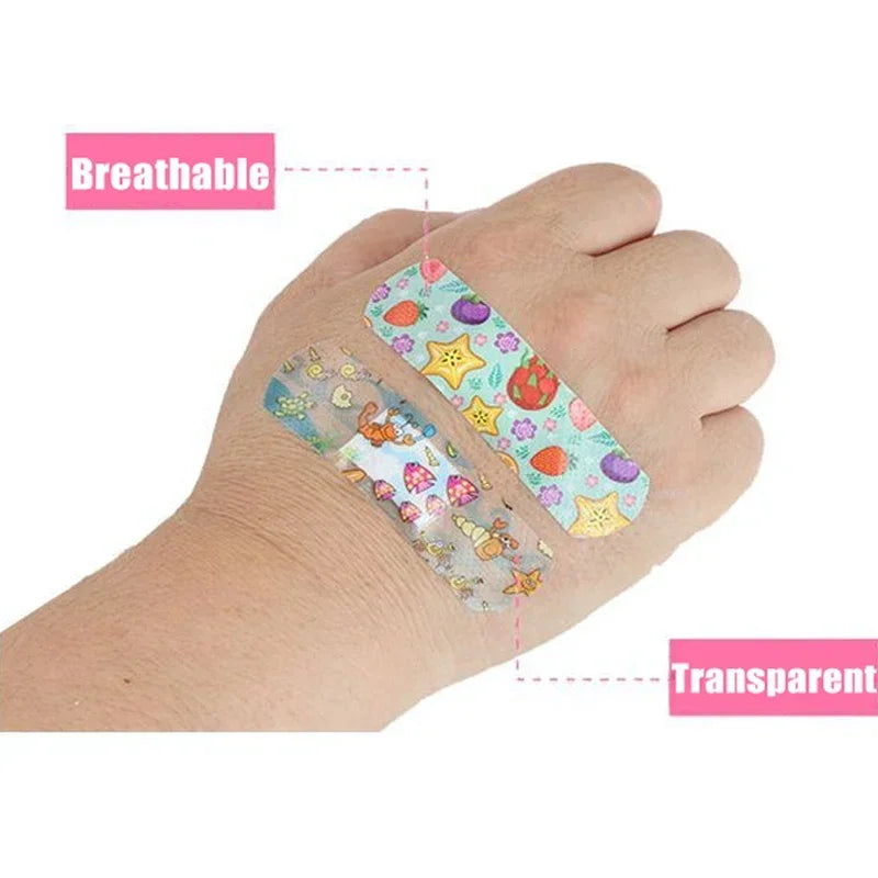 100Pcs Kids Bandages Bulk – Cute Cartoon Flexible Adhesive Strips for Children