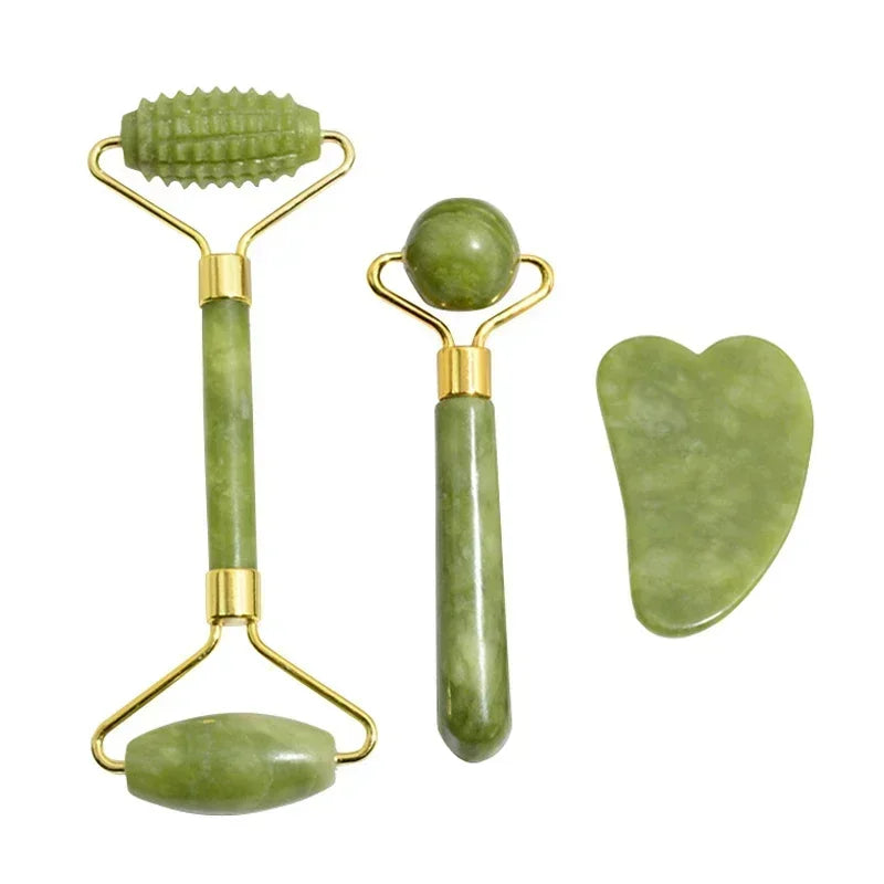 Natural Jade Roller & Gua Sha Set – Facial & Body Massager for Lifting, Relaxation, and Skin Care.