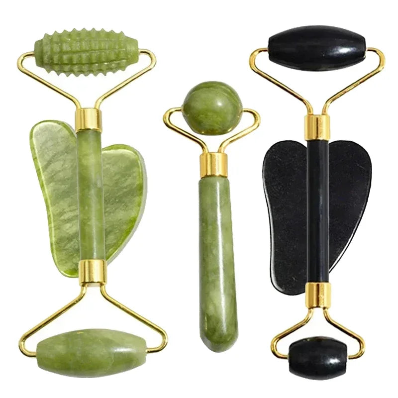 Natural Jade Roller & Gua Sha Set – Facial & Body Massager for Lifting, Relaxation, and Skin Care.