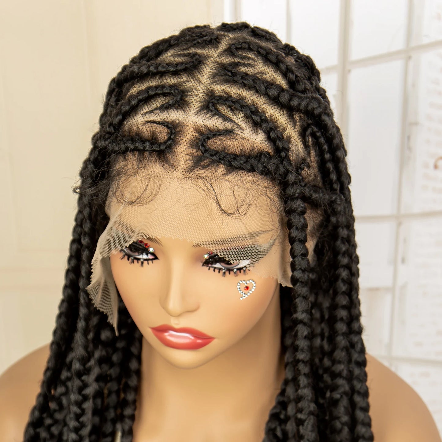 New Synthetic Full Lace Heart Knotless Braiding Wig Afro Cornrow Braided Wigs for Black Women with Baby Hair Box Braids Wigs