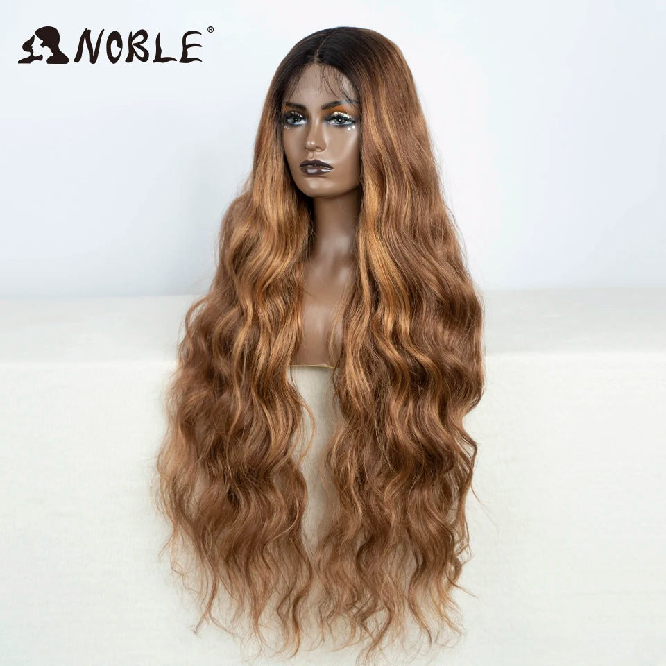 Noble Lace Wig Synthetic Wigs For Women 36Inch Lace Wig Wavy Wig Natural Hair Synthetic Wig Cosplay Synthetic Lace Front Wig
