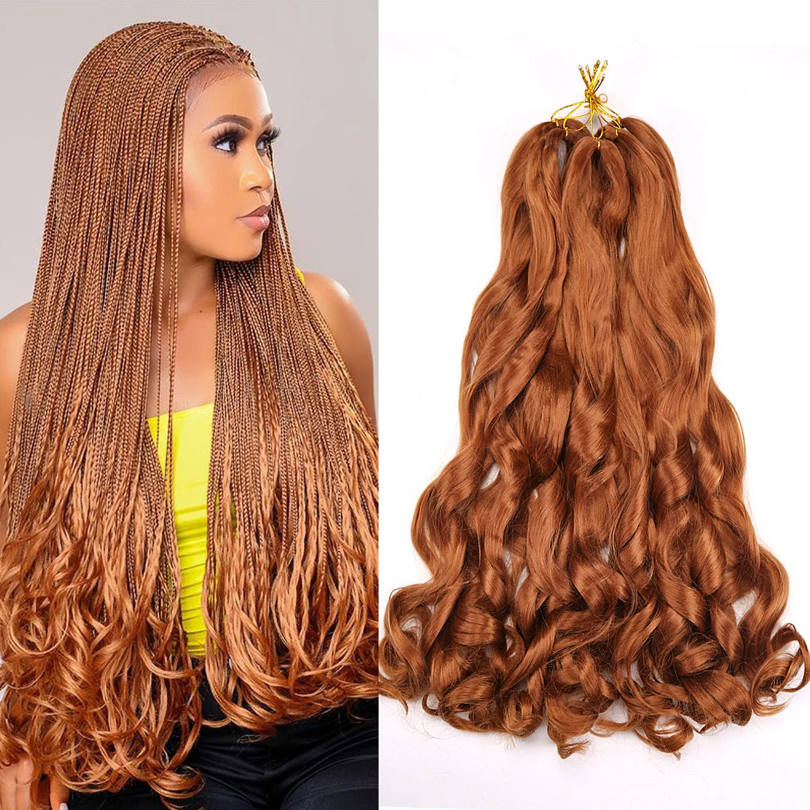 French Curly Crochet Braiding Hair Synthetic Loose Wave Ombre Braids Hair for Women Spiral Curls Pre Stretched Hair Extensions