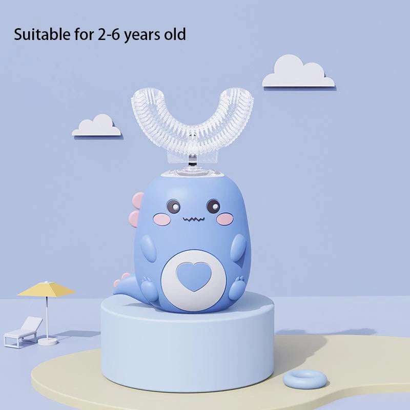 Children U-shaped Electric Toothbrush – 360 Degrees Smart Cartoon Silicone Sonic Toothbrush