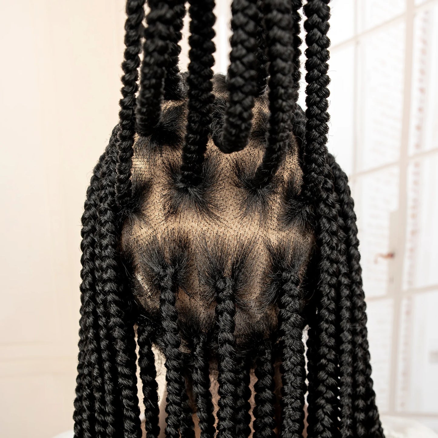 34inch Synthetic Full Lace Front Wig Cornrow Braided Wigs for Black Women Knotless Box Braided Lace Wig Faux Locs Braids Wigs