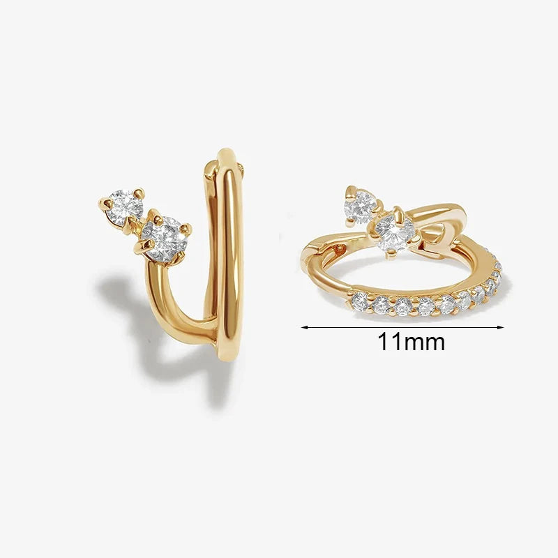 Crmya Classic Earrings for Women Zirconia Gold-plated Ear Cuff Stud Hoop Earrings Women Party Jewelry Accessories Wholesale