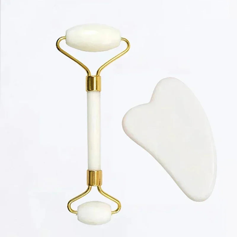 Natural Jade Roller & Gua Sha Set – Facial & Body Massager for Lifting, Relaxation, and Skin Care.