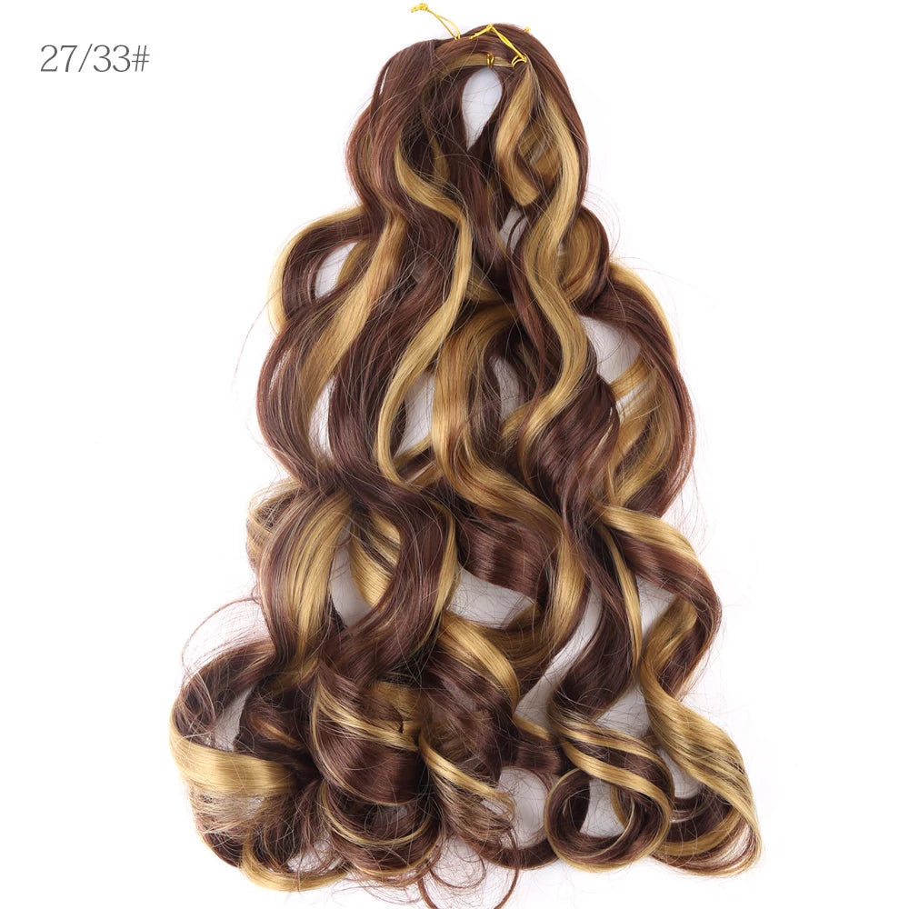 French Curly Crochet Braiding Hair Synthetic Loose Wave Ombre Braids Hair for Women Spiral Curls Pre Stretched Hair Extensions