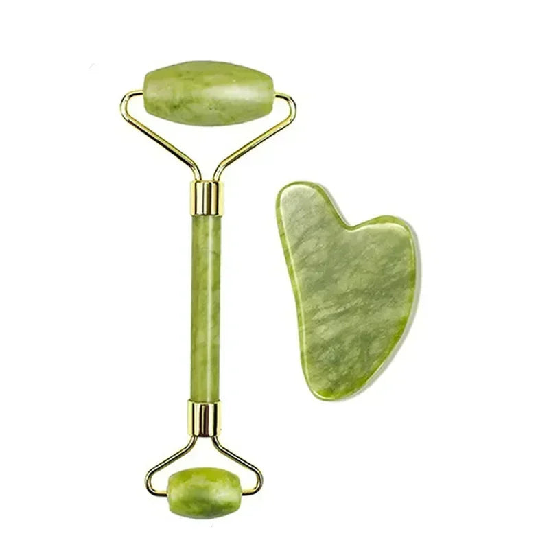 Natural Jade Roller & Gua Sha Set – Facial & Body Massager for Lifting, Relaxation, and Skin Care.