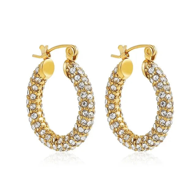 Fashion CZ Zircon Round Huggie Hoop Earrings for Women Geometric U Shape Ear Buckle Hoops Gold Plated Jewelry