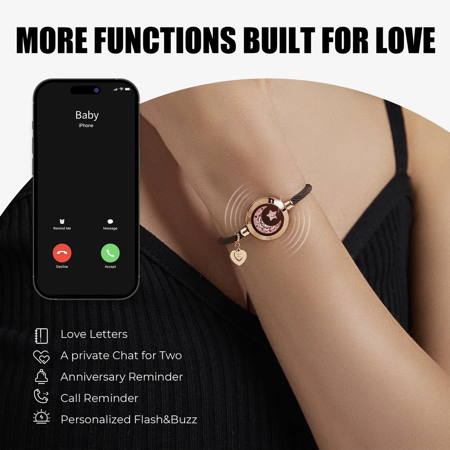 totwoo Smart Bracelet – Waterproof Bluetooth Bracelet for Lovers (iOS & Android Compatible)
