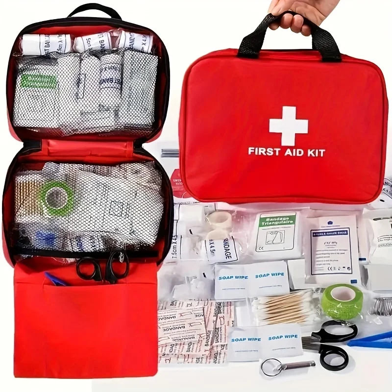 210pcs First Aid Kit Bag All Purpose Emergency Survival Home Car Office Travel Camping Outdoor Boating Essential Medical Bag