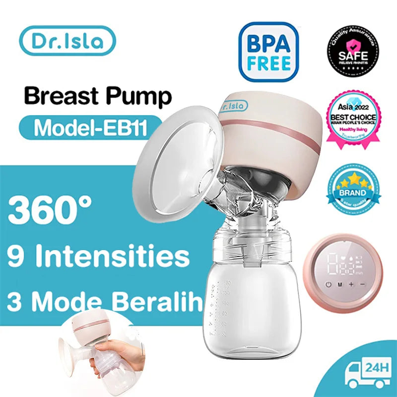 Dr. Isla Automatic Electric Breast Pump – Silent, USB Rechargeable, BPA-Free