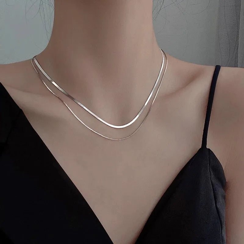 New 925 Sterling Silver Three-Layer Round Necklace Simple O-Chain Love Pendant Chain Party Gift For Women Exquisite Fine Jewelry