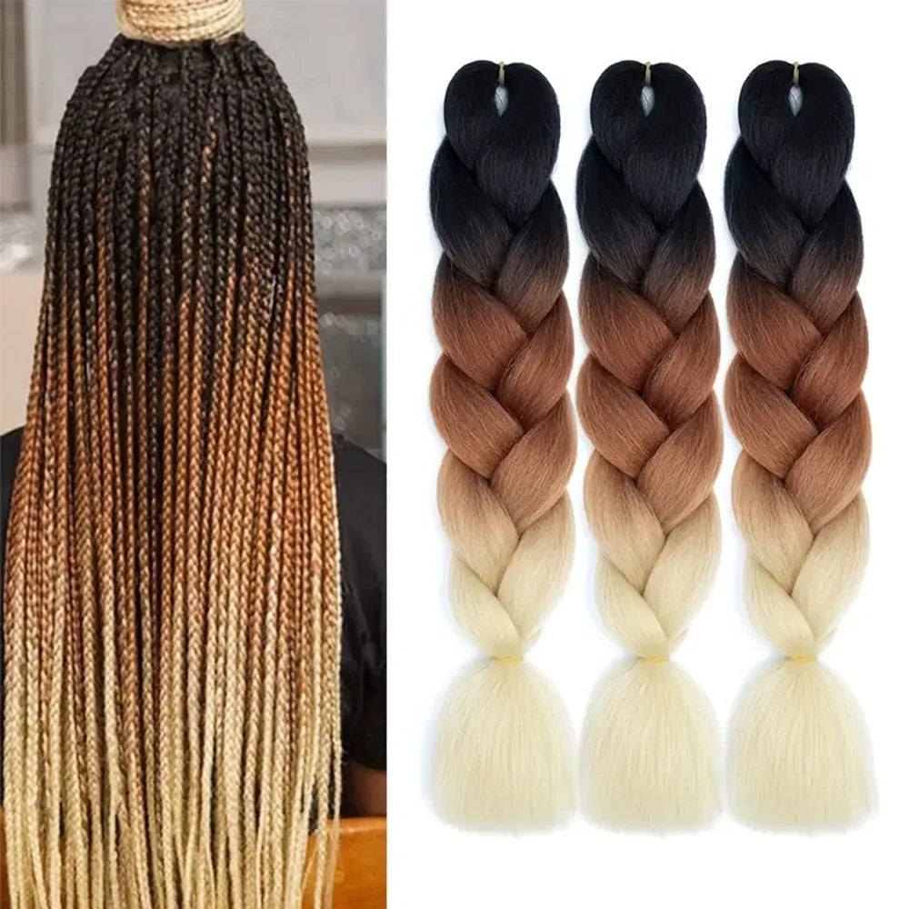 Jumbo Braiding Hair Extensions 24 Inch High Temperature Synthetic Fiber 1/3 Pcs Braiding Hair Twist Crochet Braids Pre Stretched