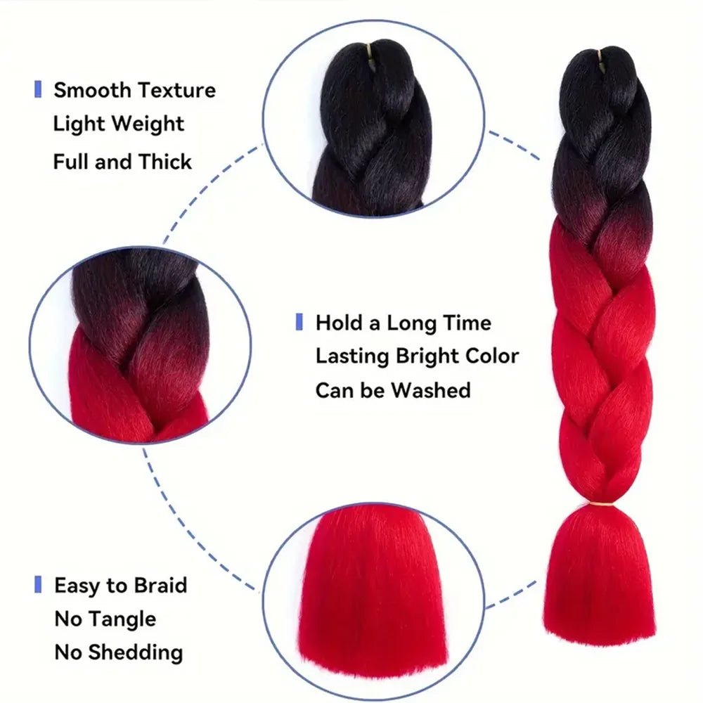 Jumbo Braiding Hair Extensions 24 Inch High Temperature Synthetic Fiber 1/3 Pcs Braiding Hair Twist Crochet Braids Pre Stretched